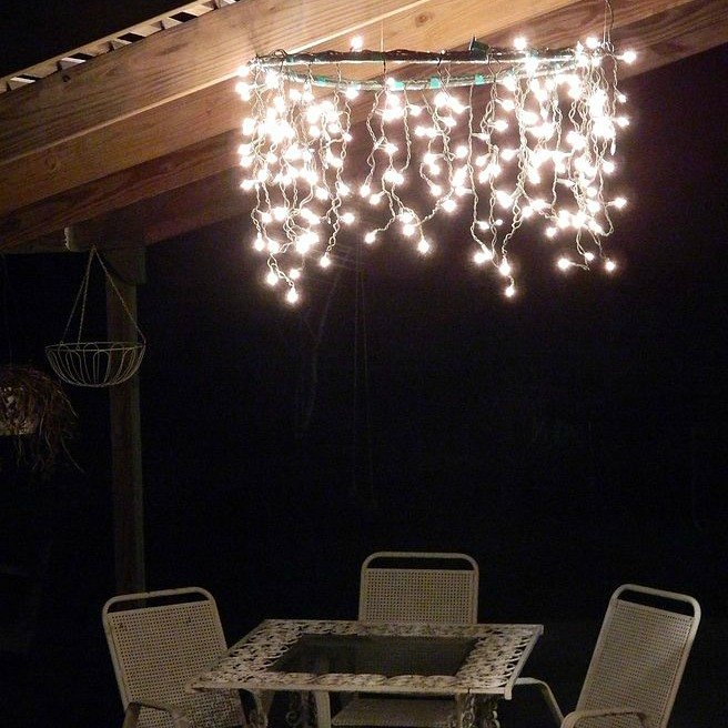 s 14 string light ideas that are cozier than your bed, bedroom ideas, lighting, Hula Hoop Chandelier