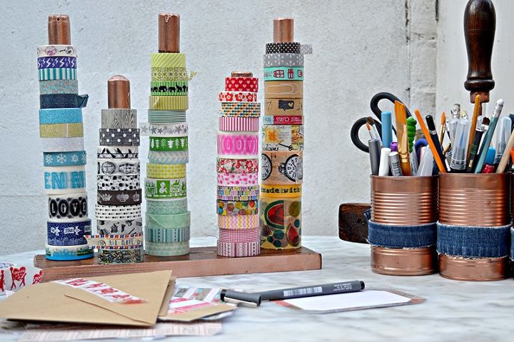 diy handy washi tape twine holder, craft rooms, organizing, storage ideas