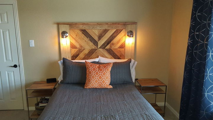 Plank Wood and Pallet Wood Headboard With Accent Lights