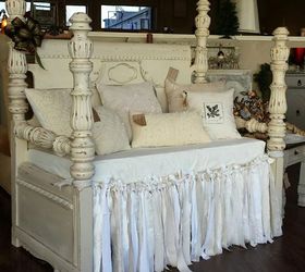 waterfall headboard and footboard repurposed into a bench, painted furniture, shabby chic