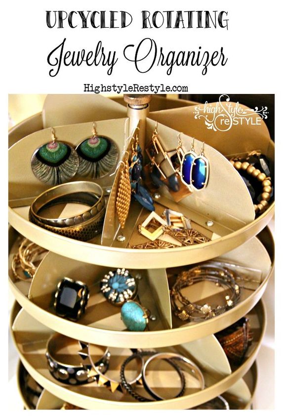 diy rotating jewelry organizer, crafts, decoupage, organizing, storage ideas