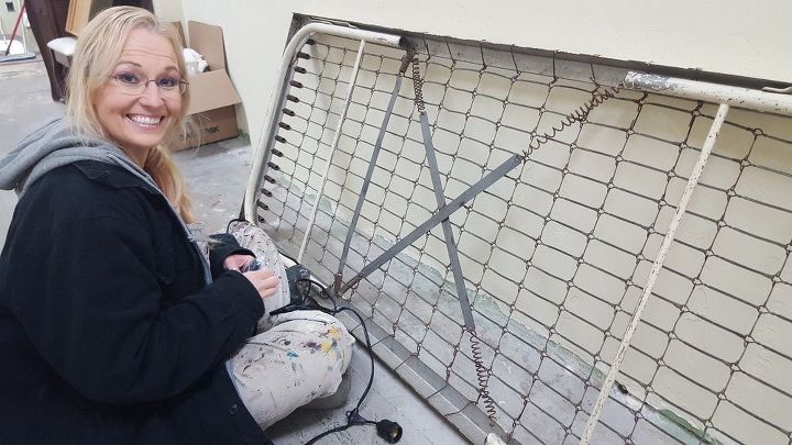 1940 s metal army cot turned light fixture