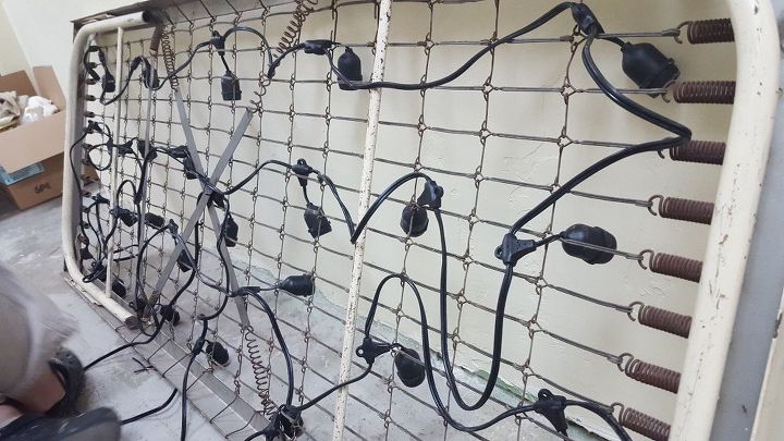 1940 s metal army cot turned light fixture