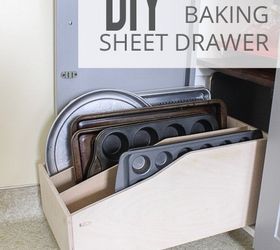 diy pullout baking sheet cabinet, kitchen cabinets, kitchen design, organizing, woodworking projects
