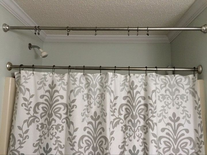 no sew shower curtain valance in no time, Second Tension Rod