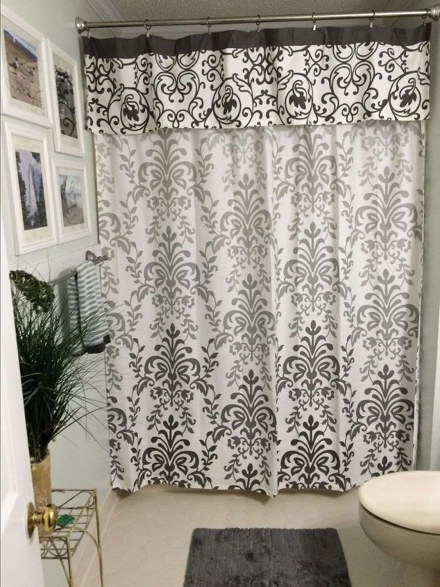 no sew shower curtain valance in no time, bathroom ideas, how to, reupholster, After
