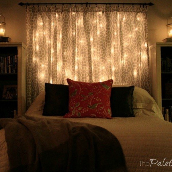 s 14 string light ideas that are cozier than your bed, bedroom ideas, lighting, Starry Headboard