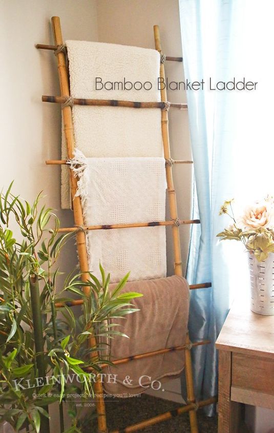 bamboo blanket ladder, bedroom ideas, diy, organizing