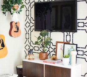 get the look stencil a boho chic accent wall, painting, wall decor