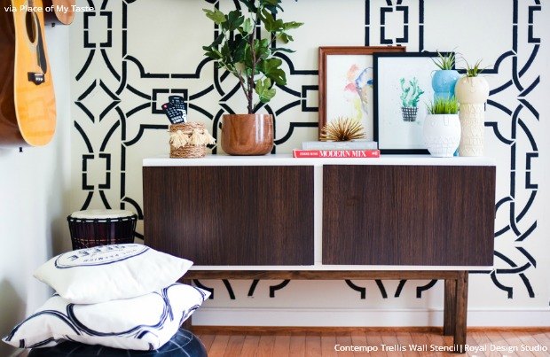 get the look stencil a boho chic accent wall, painting, wall decor