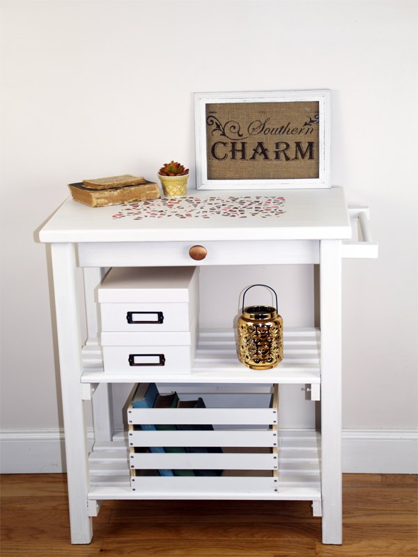 transform a yard sale microwave table for minimal work, painted furniture
