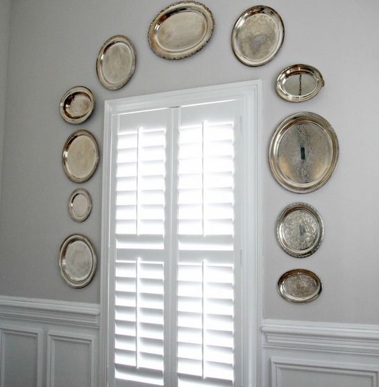 silver trays in our new dining room wall decor, repurposing upcycling, wall decor