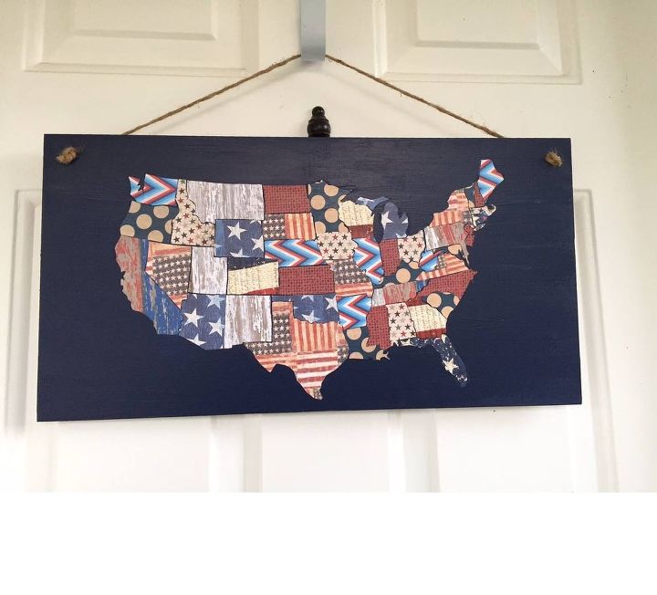 patriotic scrapbook paper map doog hanger, crafts