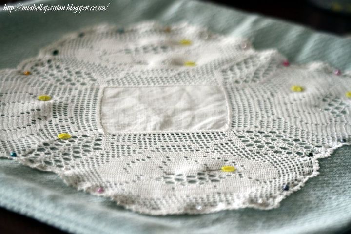 lets create a doily cushion, crafts, repurposing upcycling, reupholster