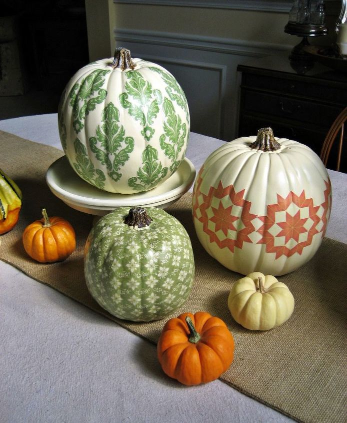 i m sharing one of my favorite fall projects my country living inspired d coupage, crafts, decoupage, seasonal holiday decor, A little nontraditional way to decorate your pumpkins