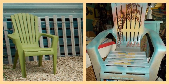 my beach front is done, landscape, outdoor living, Before and After I painted the child size Adirondack chair