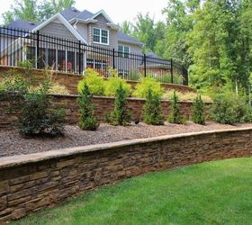 retaining wall landscape, concrete masonry, landscape, outdoor living