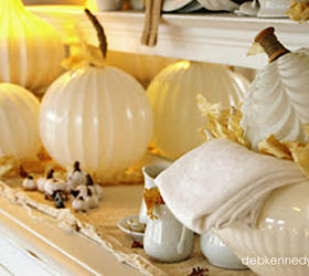 fall decor glass globe pumpkins, repurposing upcycling, seasonal holiday d cor, Glass Globe Pumpkin arrangement on a sideboard