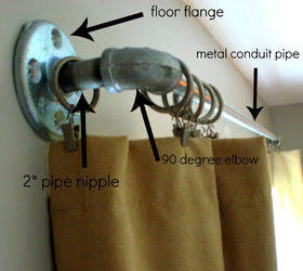 curtain rods made from galvanized plumbing parts a tutorial, repurposing upcycling, How to make curtain rods from galvanized plumbing parts