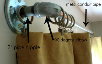 Curtain rods made from galvanized plumbing parts...a tutorial