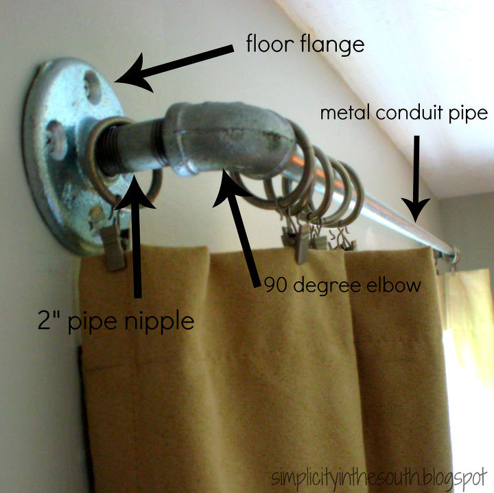 curtain rods made from galvanized plumbing parts a tutorial, repurposing upcycling, How to make curtain rods from galvanized plumbing parts