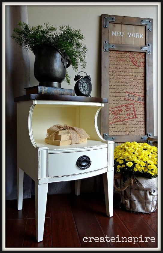 drexel side table, painted furniture, shabby chic
