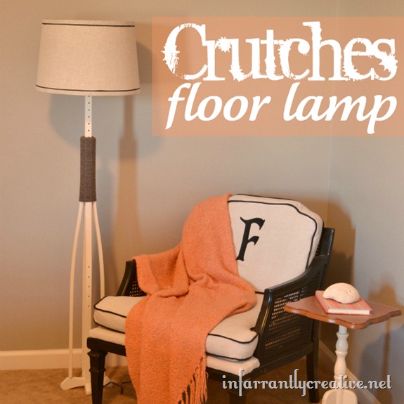 crutches into a floor lamp, lighting, repurposing upcycling