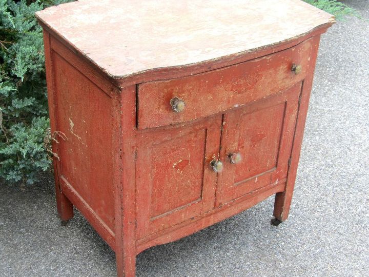 decoupage burlap washstand goodwill makeover, decoupage, painted furniture, rustic furniture
