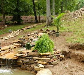 continued progress on the pond pathway etc for daughters wedding, electrical, outdoor living, ponds water features, I already moved that fern someplace else obviously the plants that are out are JUST temporary to add color in the pic They didn t help much Planting this weekend Giving the pond time to flow and have water checked before more