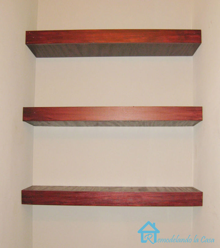 building floating shelves in a small bathroom, shelving ideas, storage ideas, woodworking projects, The empty shelves