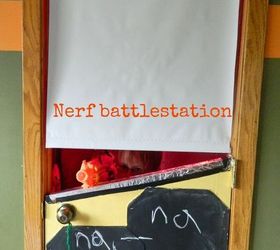 nerf battlestation, closet, repurposing upcycling, the door was cut in half yes it s an odd angle long story and a shade was added for extra protection
