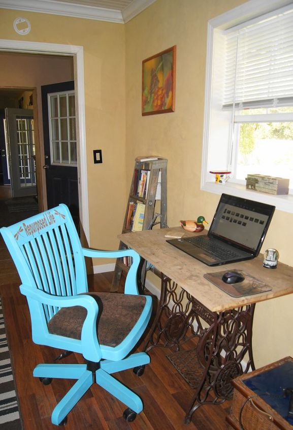 laptop table made from boards from old family home 1906, painted furniture, repurposing upcycling