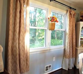 shower curtains turned dining room curtains, home decor, Shower curtains turned drapes