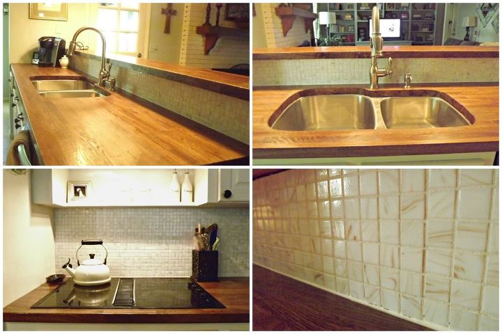 kitchen makeover with butcherblock countertops, countertops, diy, how to, kitchen backsplash, kitchen cabinets, kitchen design, Here are a few detail shots of the counters sink and backsplash