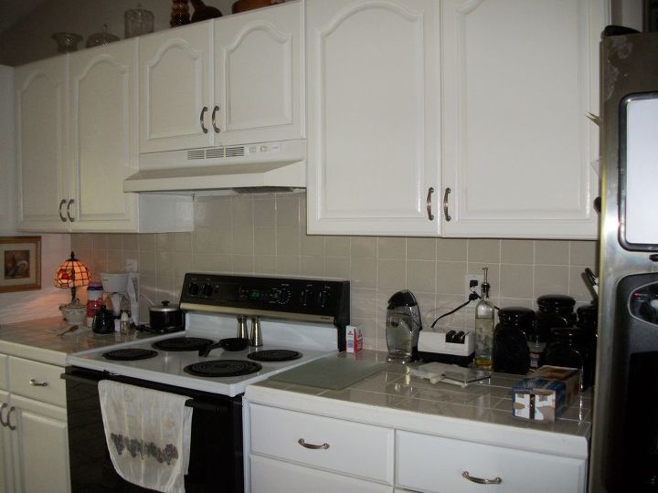 kitchen transformation from white to chocolate cabinets, kitchen cabinets, kitchen design, painting, Old white cabinets