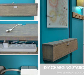 wall mounted diy charging station and shelf combo, organizing, shelving ideas