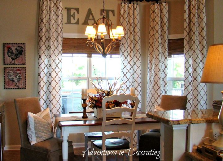 our new french country breakfast area, home decor, living room ideas, View from the kitchen Since we went from a counter height table to a lower one we also had the chandelier lowered