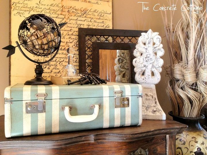 thrift store suitcase up cycled with paint and wax, chalk paint, home decor, painting, repurposing upcycling, storage ideas
