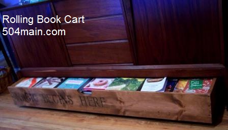 rolling book cart, cleaning tips, painted furniture, full of books and ready to be tucked away