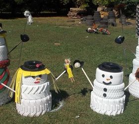 The Snowman Family Made From Tires Hometalk