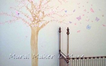 Cherry Blossom Tree Mural in Baby Girl's Room