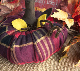 flannel pumpkin, crafts, repurposing upcycling, seasonal holiday decor