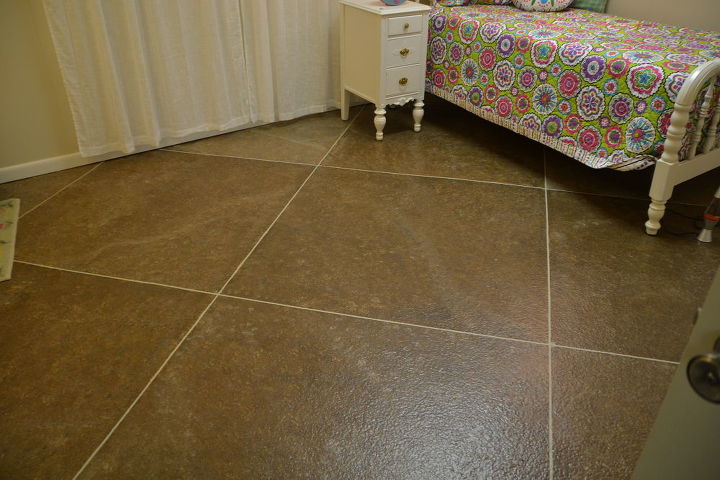 faux tile painted floor, flooring, painting, tile flooring, I used pin striping tape for the lines