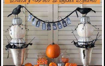 Halloween Decor - Black & White Pumpkin Topiaries
