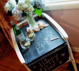 trash to treasure party cart, painted furniture, repurposing upcycling, The finished cart complete with a chalkboard top