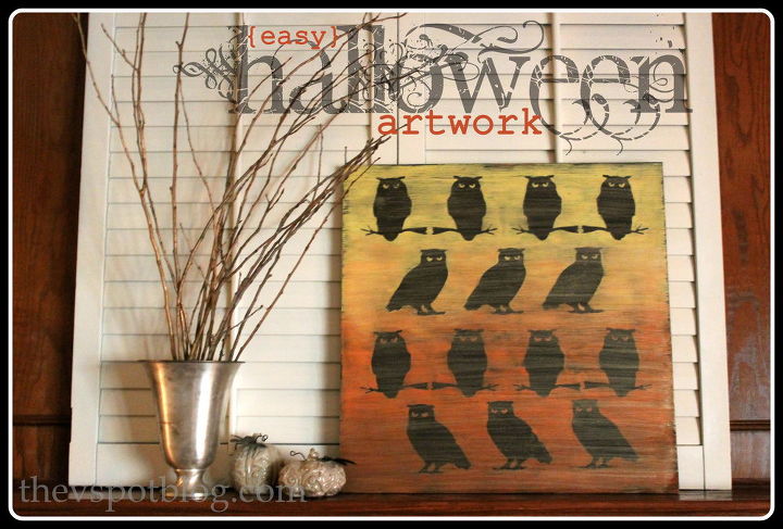 ombre owl artwork for halloween, crafts, halloween decorations, seasonal holiday decor