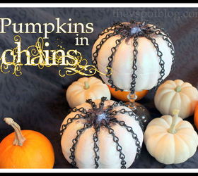 chain covered pumpkins, crafts, seasonal holiday decor