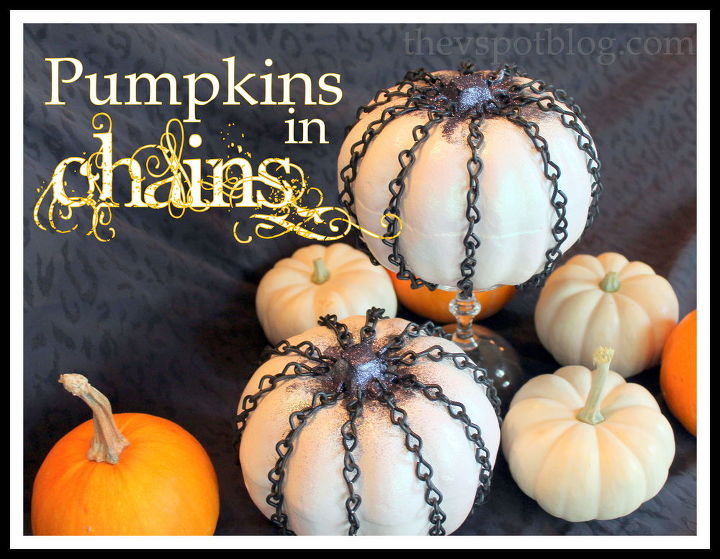 chain covered pumpkins, crafts, seasonal holiday decor