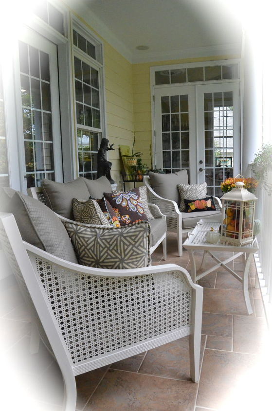 upper back porch dressed for fall, outdoor living, porches, seasonal holiday decor