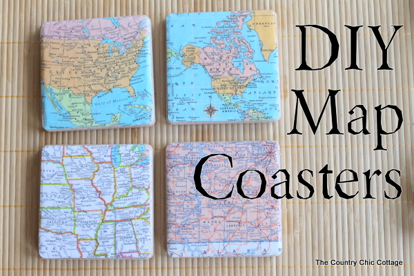 diy map coasters, crafts, decoupage, tiling, My finished coasters These also teach geography to your kids